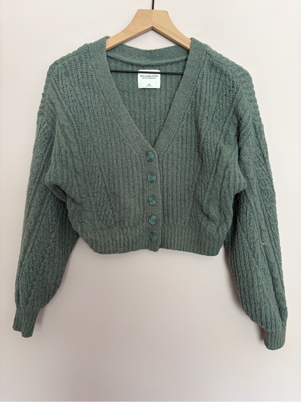 Abercrombie & Fitch Sage Green Cropped Cardigan XS